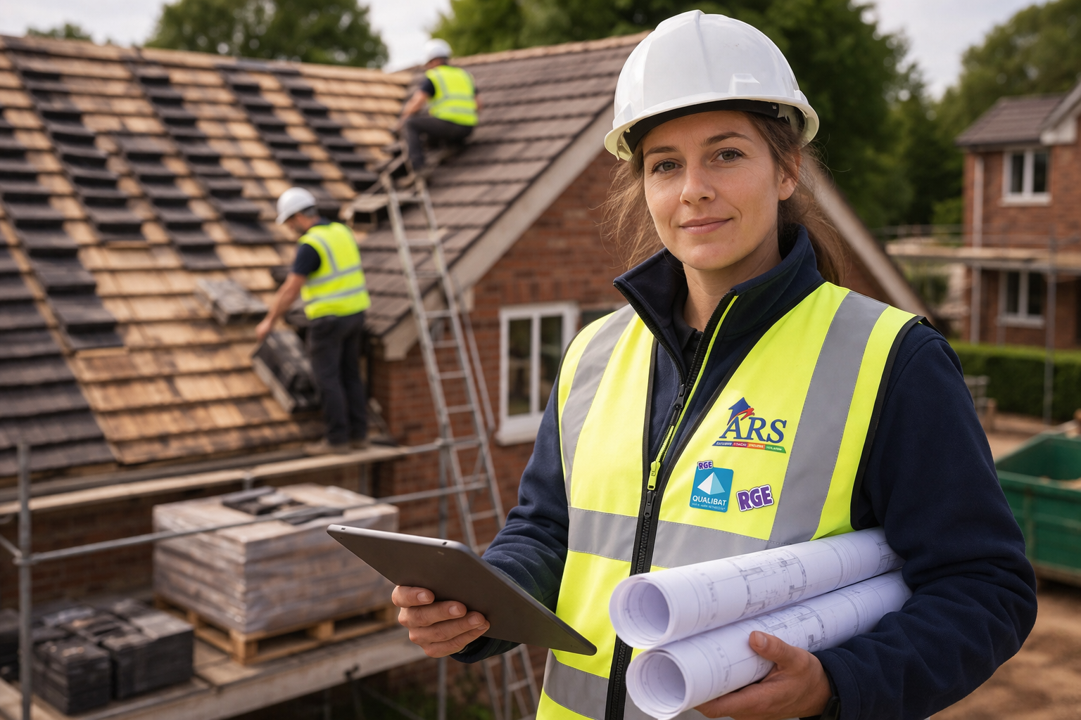 Spécialiste ARS Toiture devant un chantier de rénovation de toiture à Lille