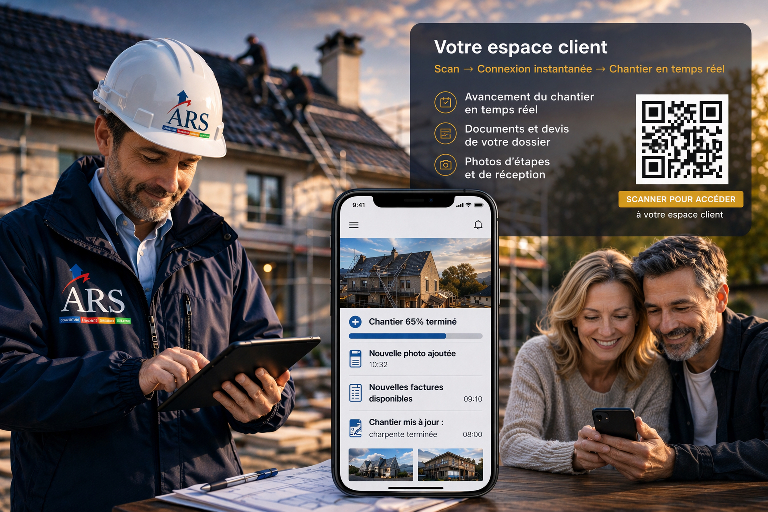 Espace client et suivi du chantier ARS Toiture